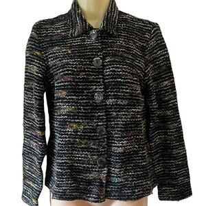 Coldwater Creek Size XS Textured Striped Sweater Cardigan Jacket Knit
